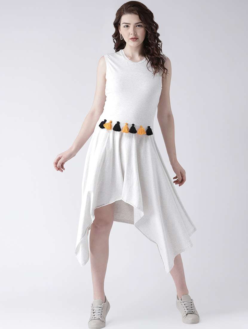 women's asymmetric solid dress