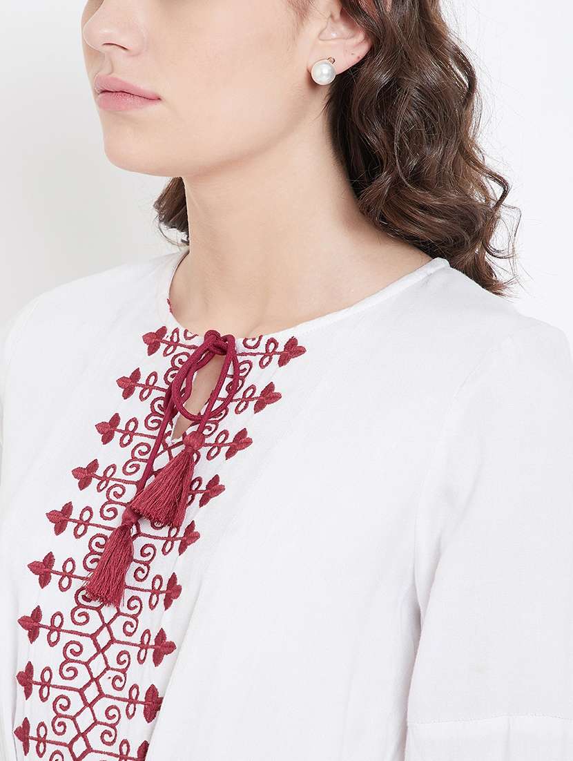 tie knot embroidered a-line dress  - 16792364 -  Standard Image - 1