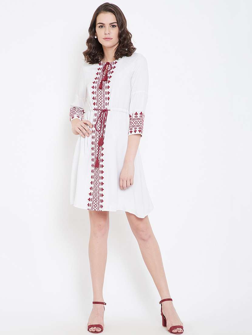 tie knot embroidered a-line dress  - 16792364 -  Standard Image - 4