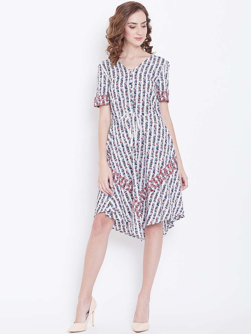 tie front floral asymmetric dress  - 16792381 -  Standard Image - 1