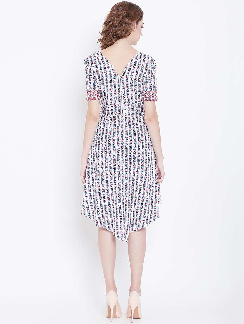 tie front floral asymmetric dress  - 16792381 -  Standard Image - 4