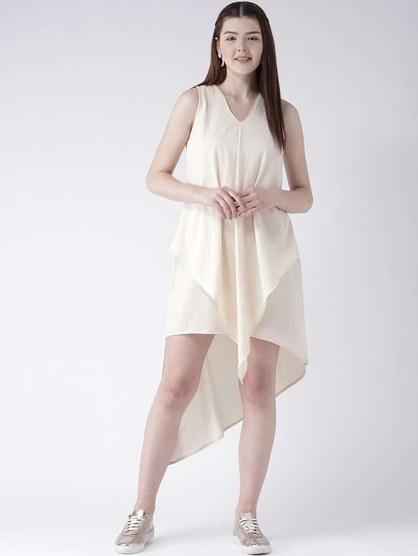 women's high low solid dress