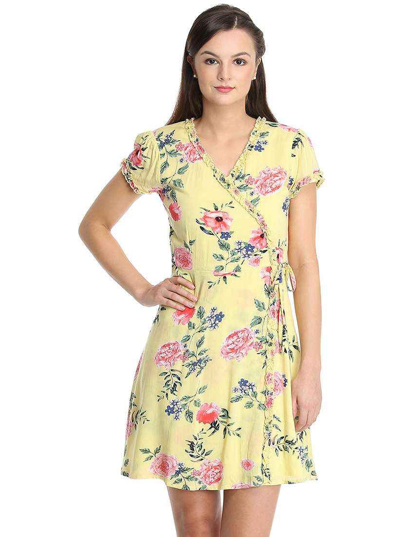 frill detail floral wrap dress  - 16792399 -  Standard Image - 1