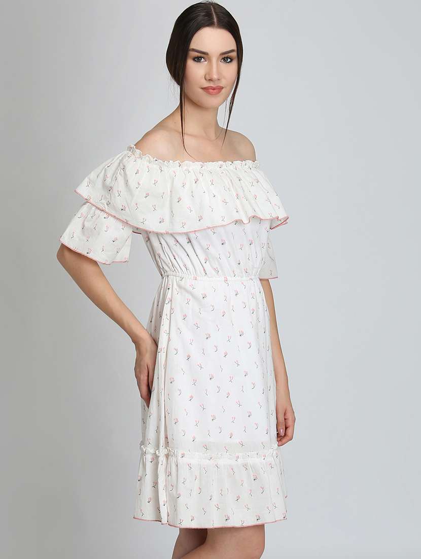off shoulder floral a-line dress  - 16792432 -  Standard Image - 1