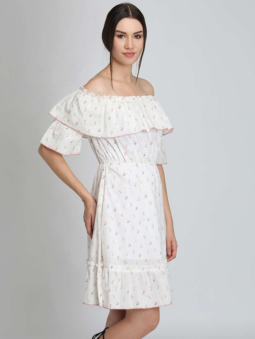 off shoulder floral a-line dress  - 16792432 -  Standard Image - 1