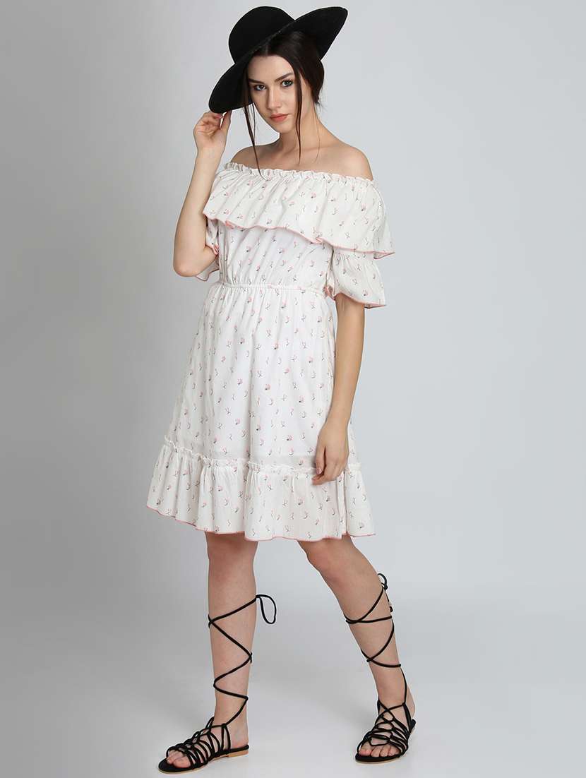 off shoulder floral a-line dress  - 16792432 -  Standard Image - 4