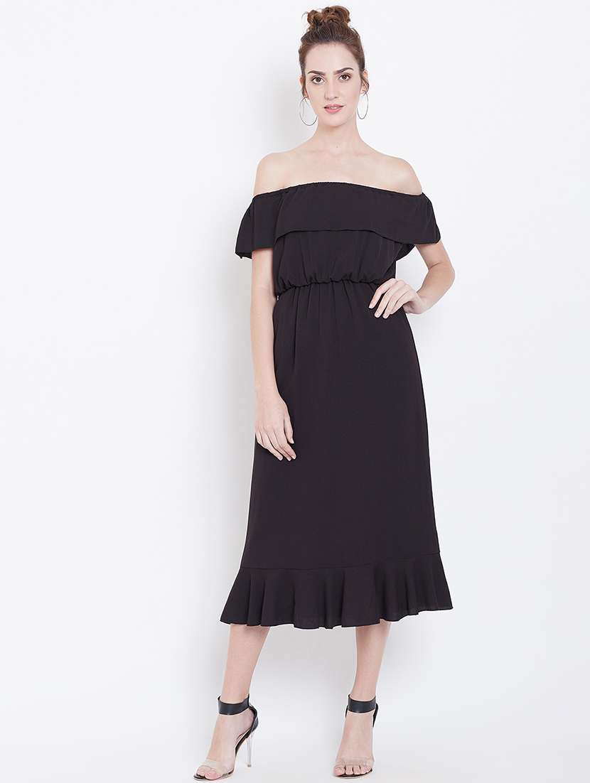 women's fit & flare solid dress