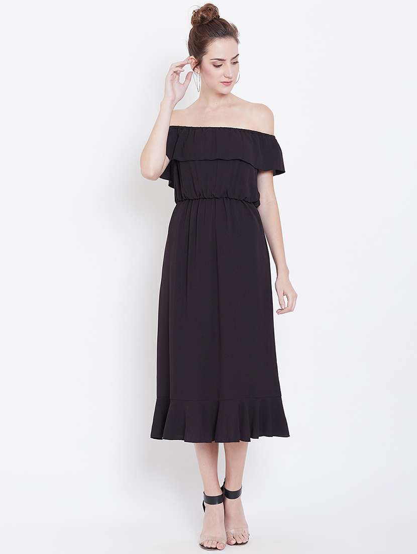 women's fit & flare solid dress - 16792460 -  Standard Image - 1