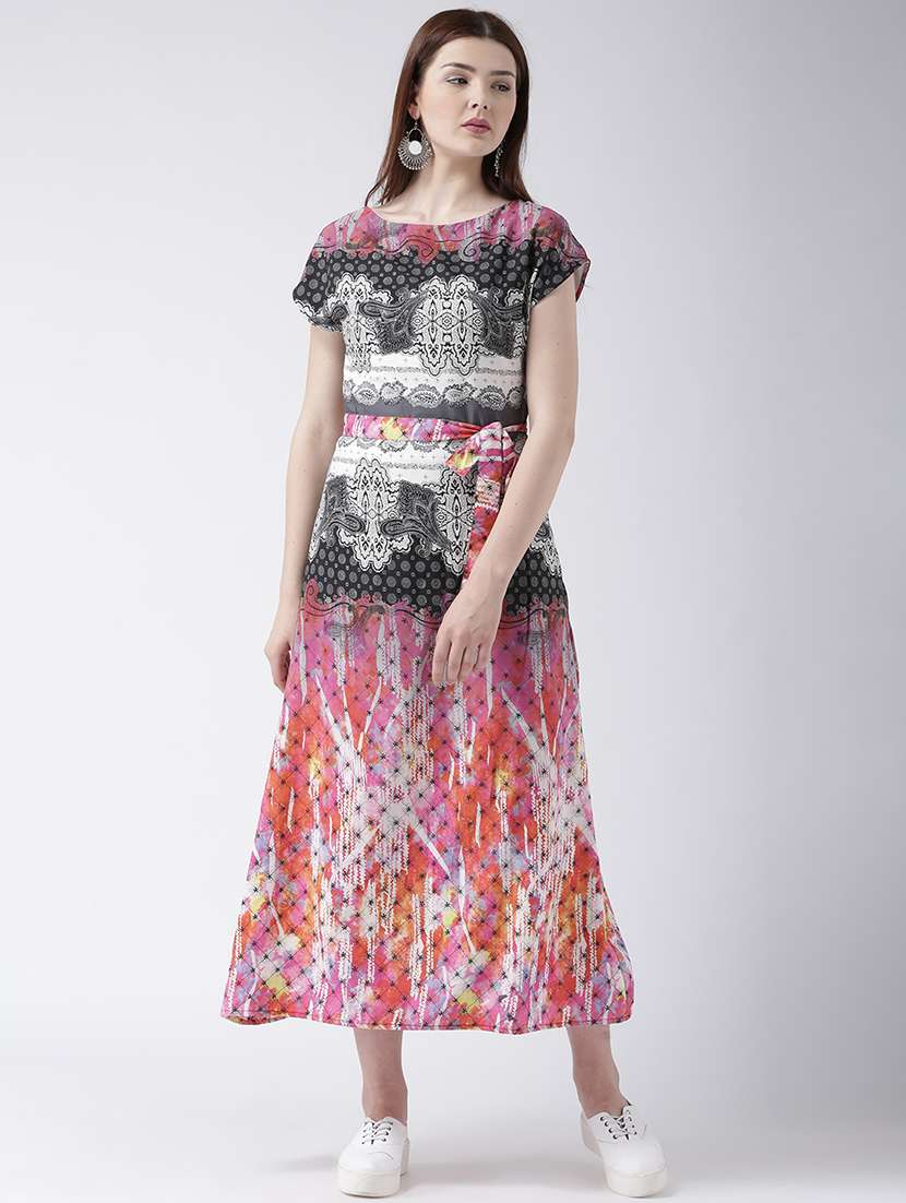 women's fit & flare self design dress