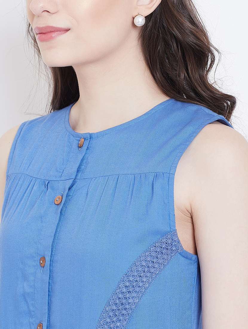 round neck button up a-line dress  - 16792478 -  Standard Image - 1
