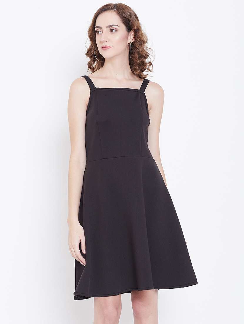 women's fit & flare solid dress