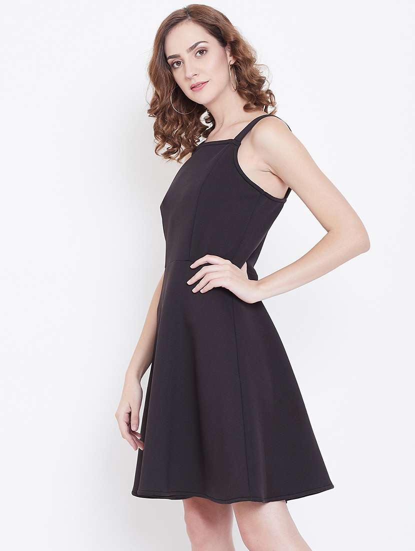 women's fit & flare solid dress - 16792496 -  Standard Image - 1