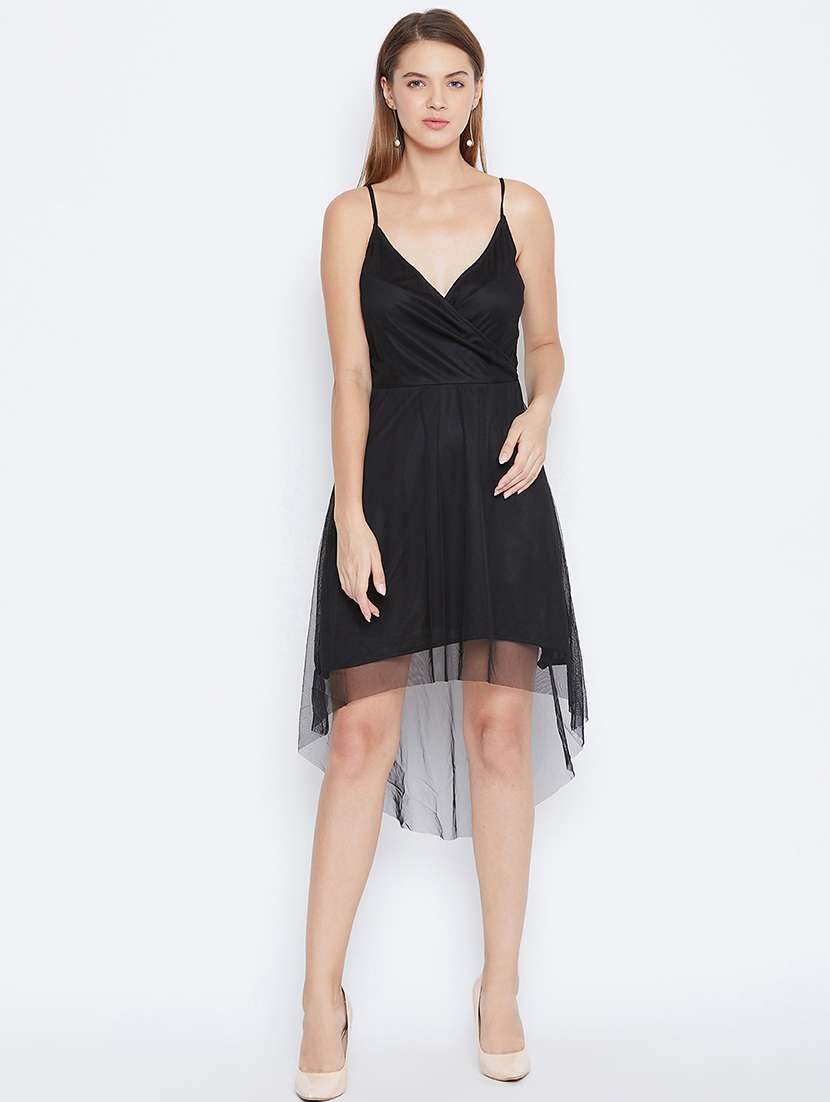 women's high low solid dress