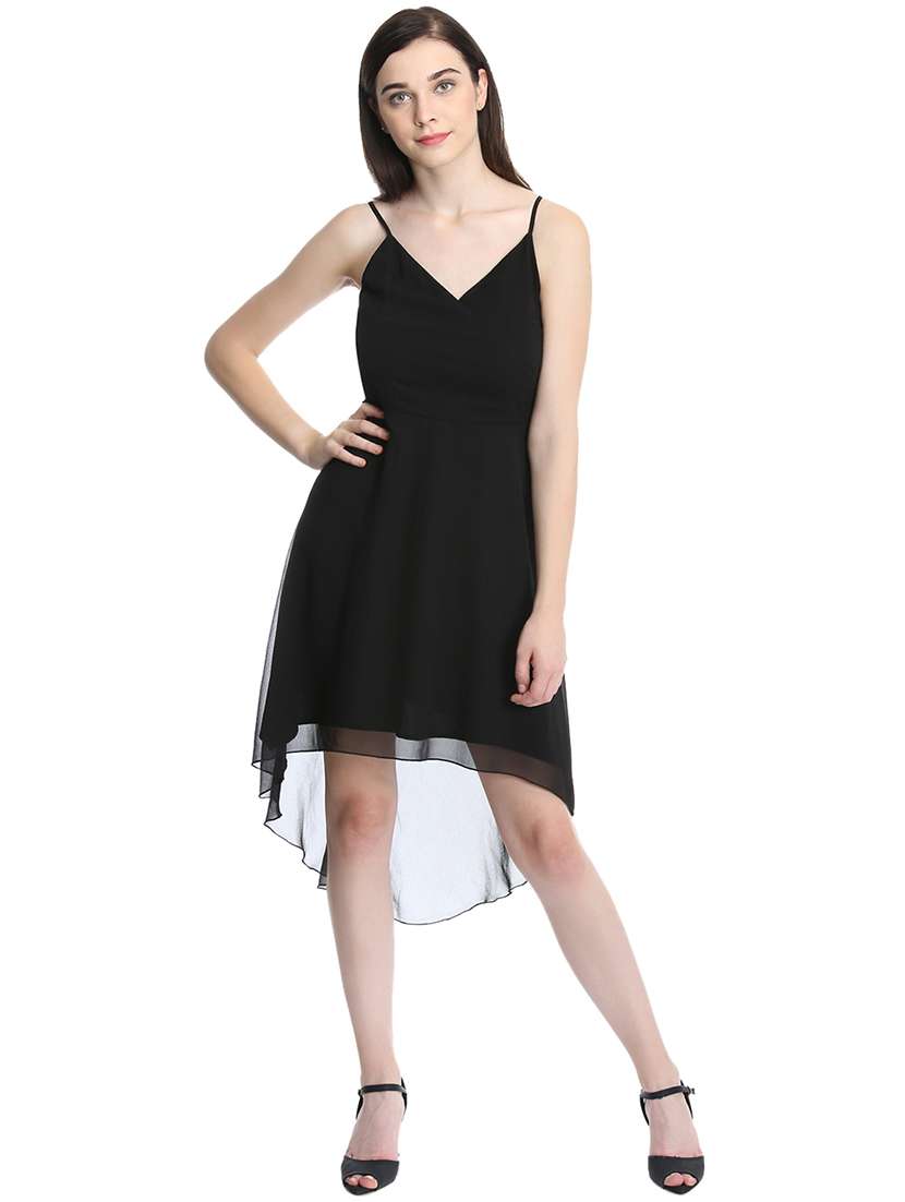 women's high low solid dress