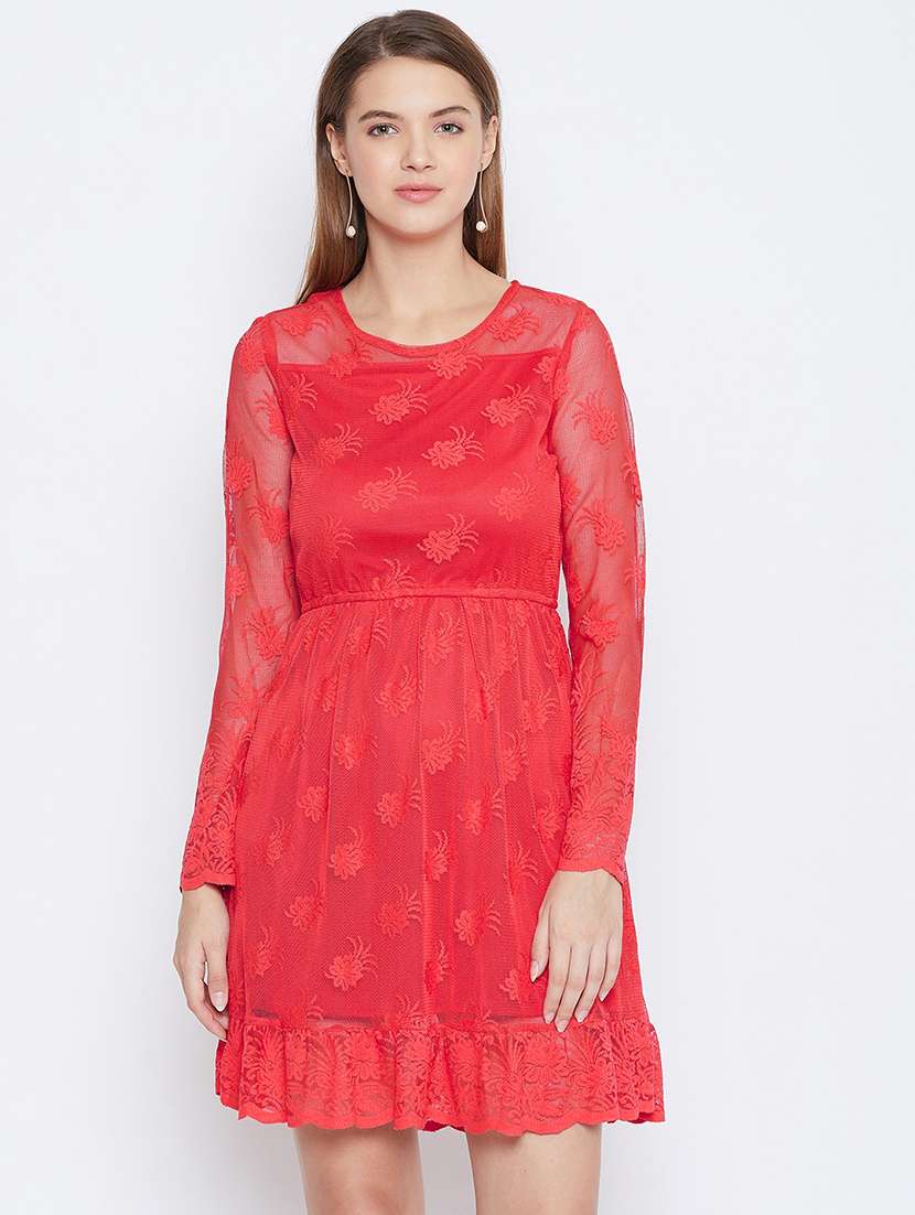 women's fit & flare self design dress