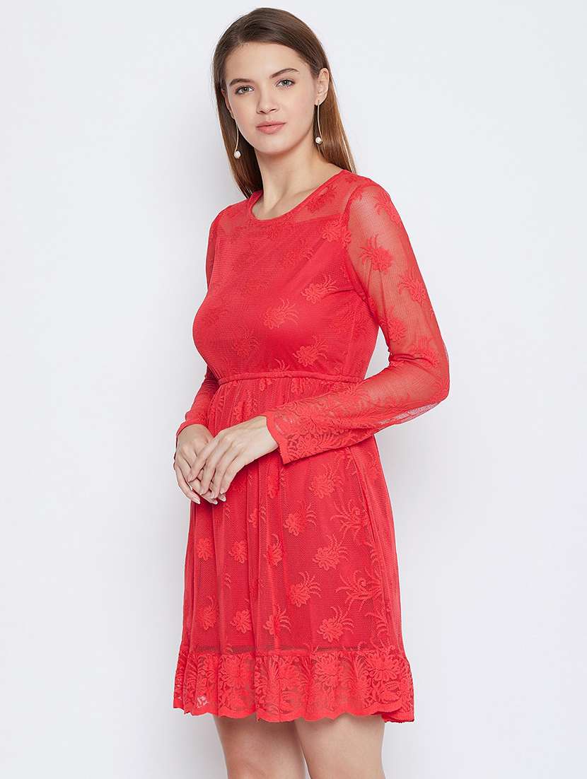 women's fit & flare self design dress - 16792523 -  Standard Image - 1