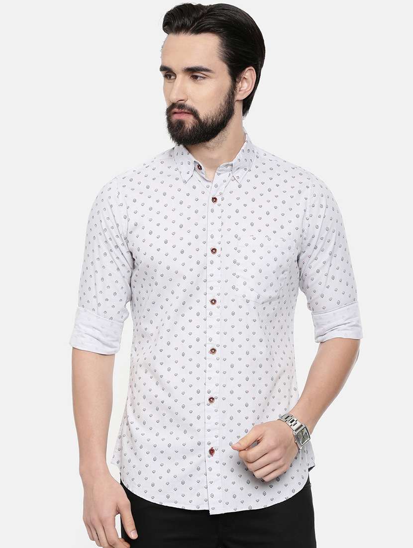 white printed casual shirt