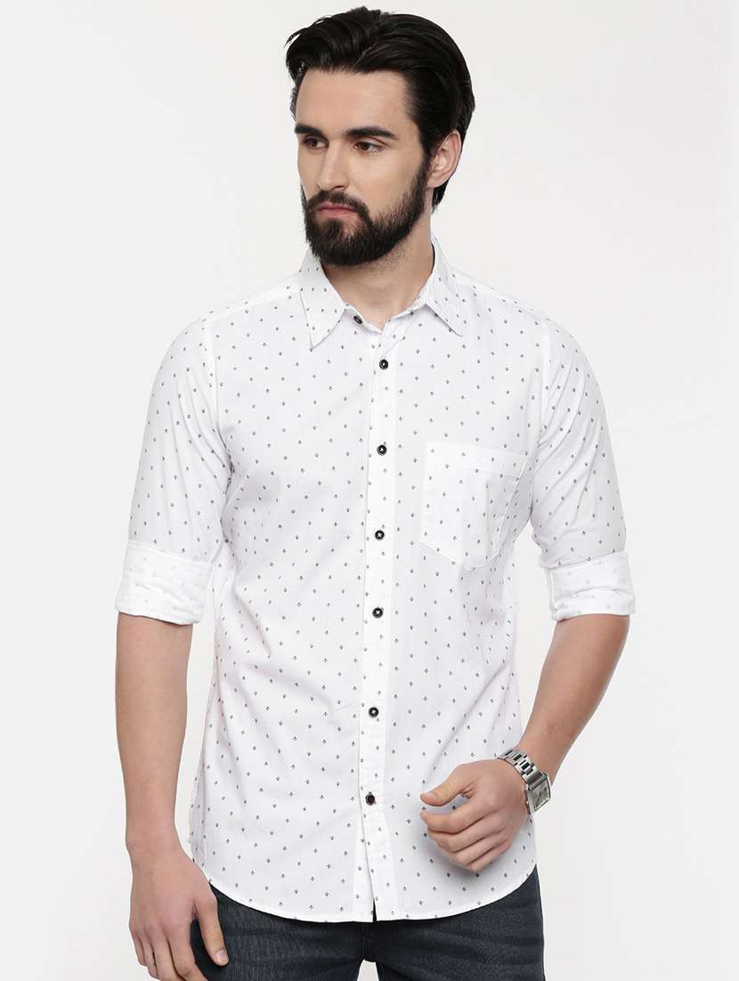 white printed casual shirt