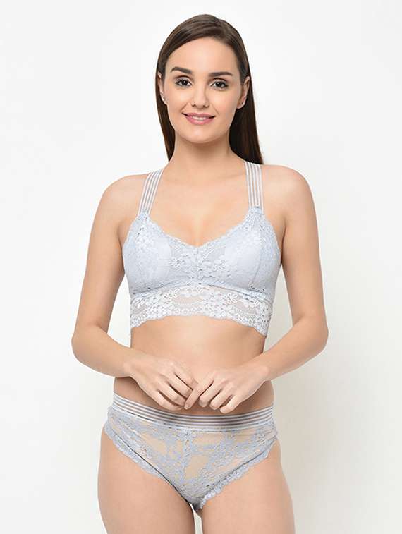 grey lace bras and panty set