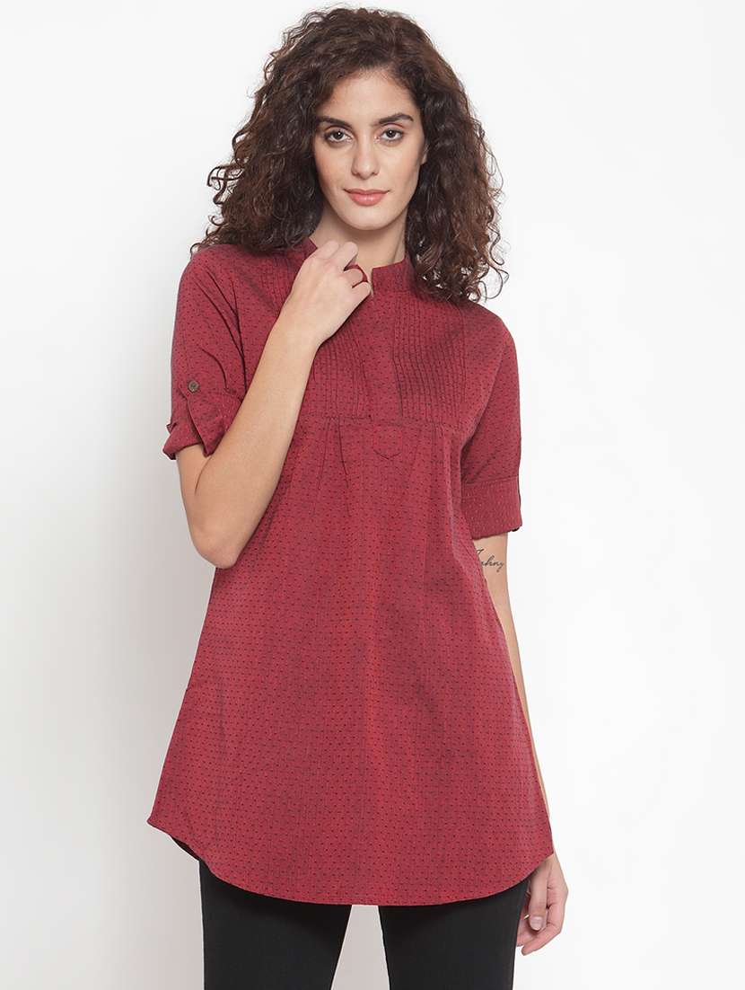 maroon cotton aline kurti