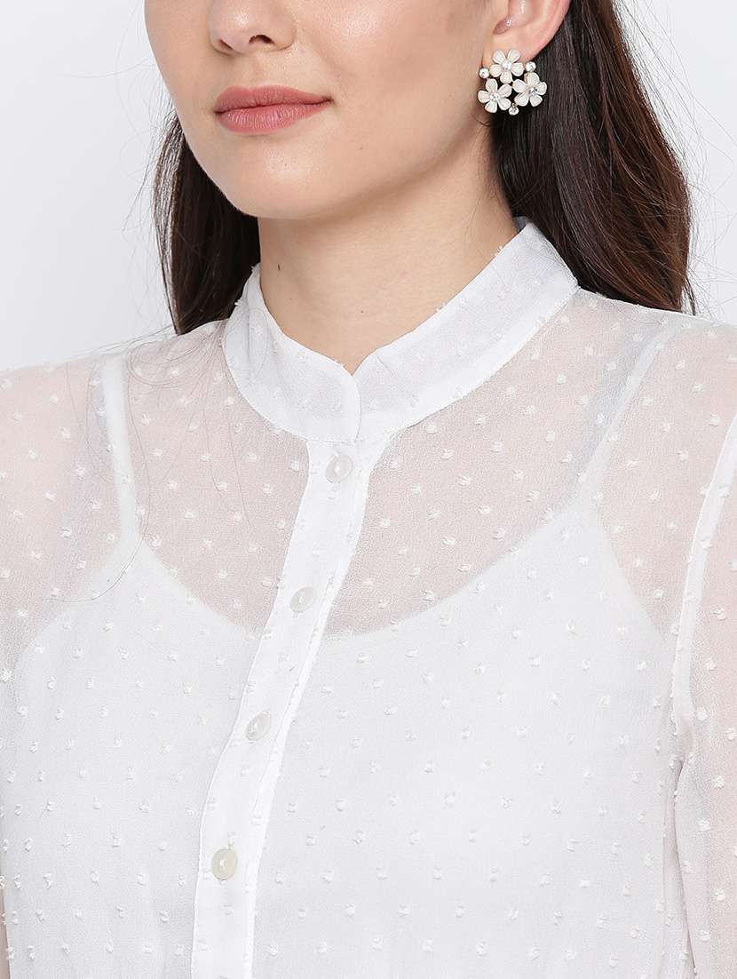 women's blouson mandarin neck top - 16796167 -  Standard Image - 4