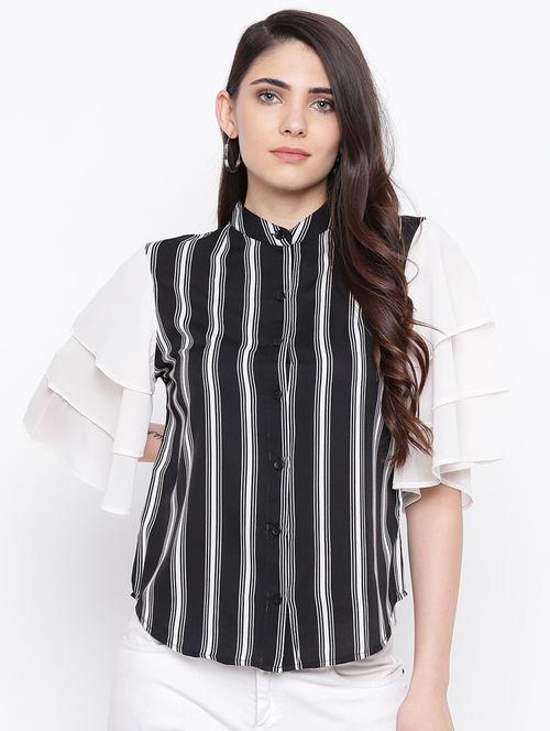ruffle sleeved striped shirt - 16796173 - Standard Image - 0