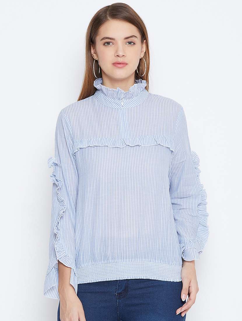 women's ruffle high neck top