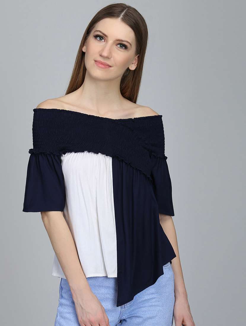 women's asymmetric off shoulder top