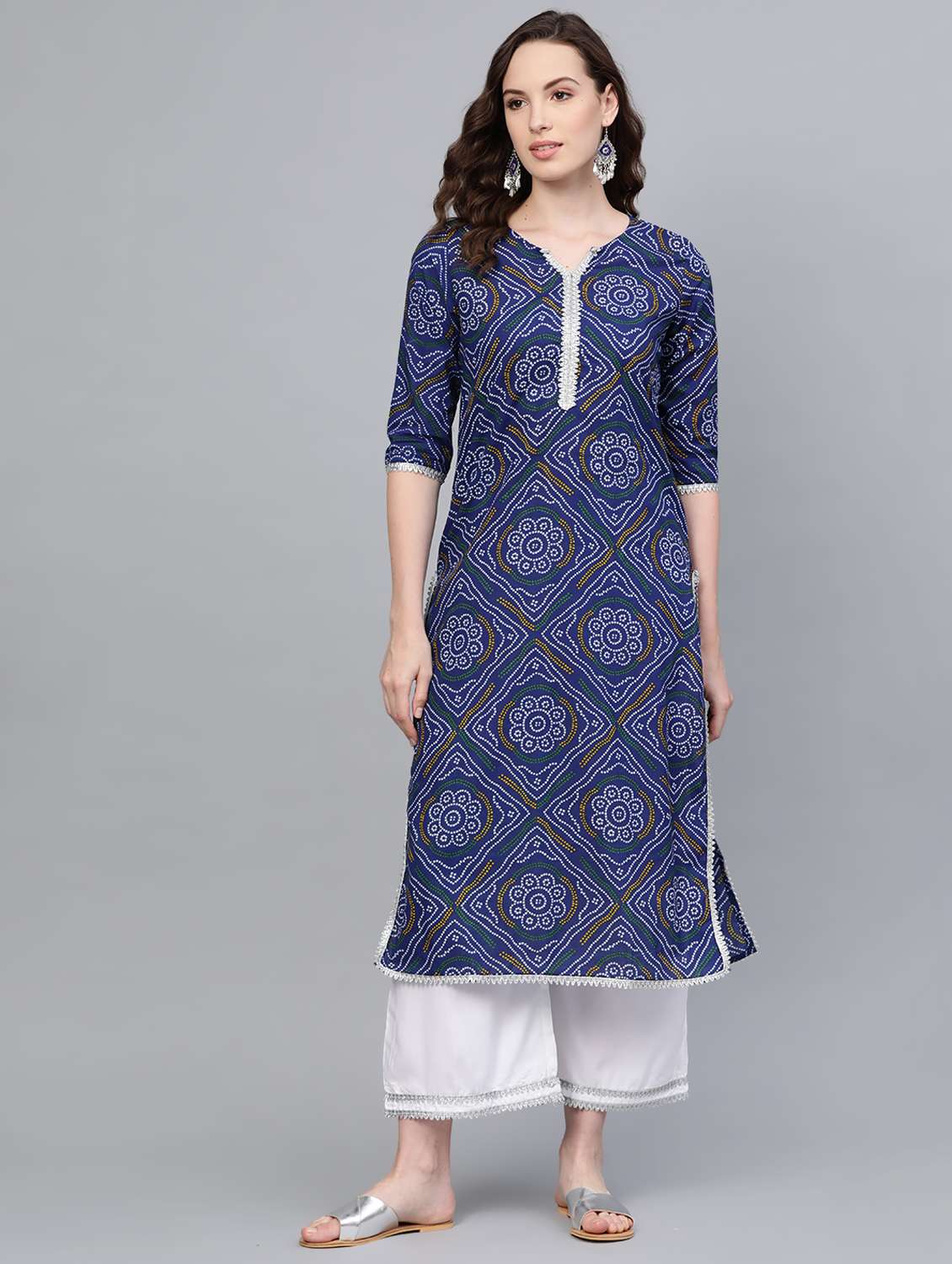 bandhani print kurta palazzo set