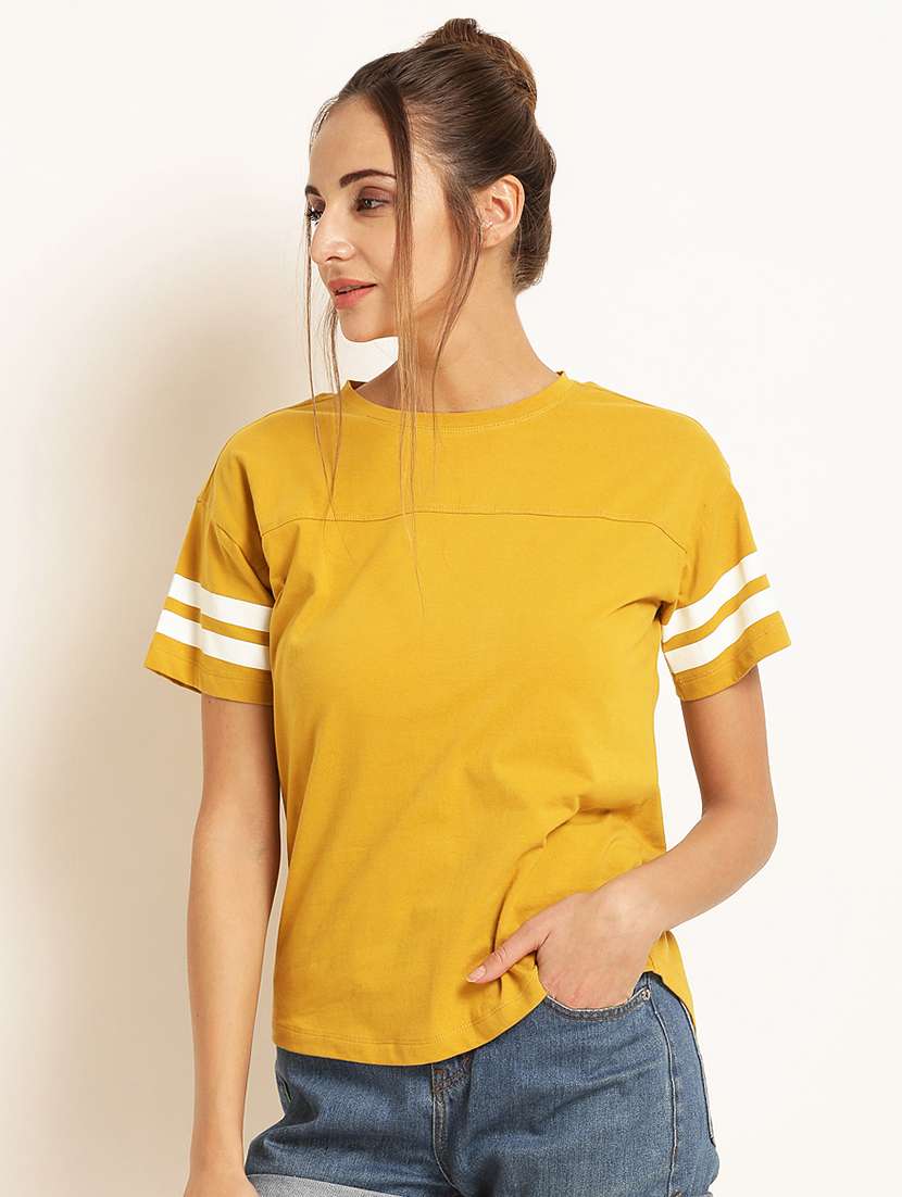 women's chest print round neck t-shirt