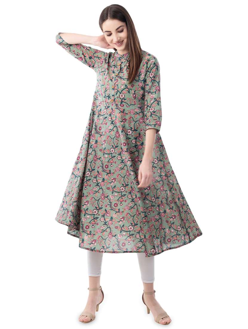 floral print flared kurta 