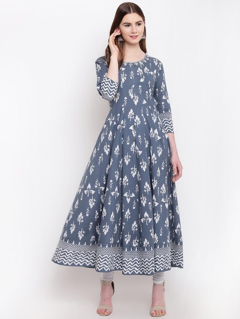 printed kalidar kurta - 16800360 - Zoom Image - 0
