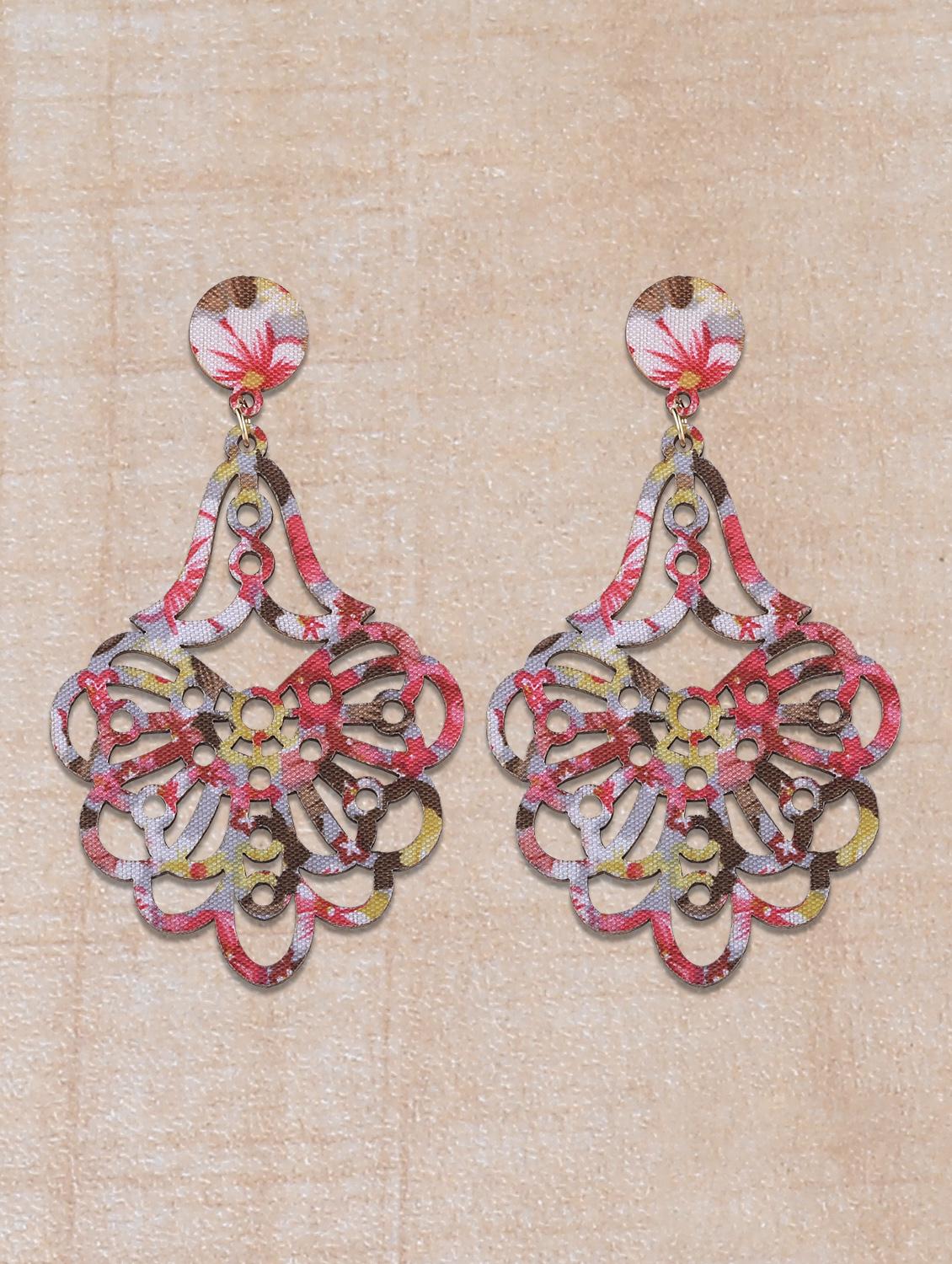 multi colored wood drop earring - 16800386 - Zoom Image - 0