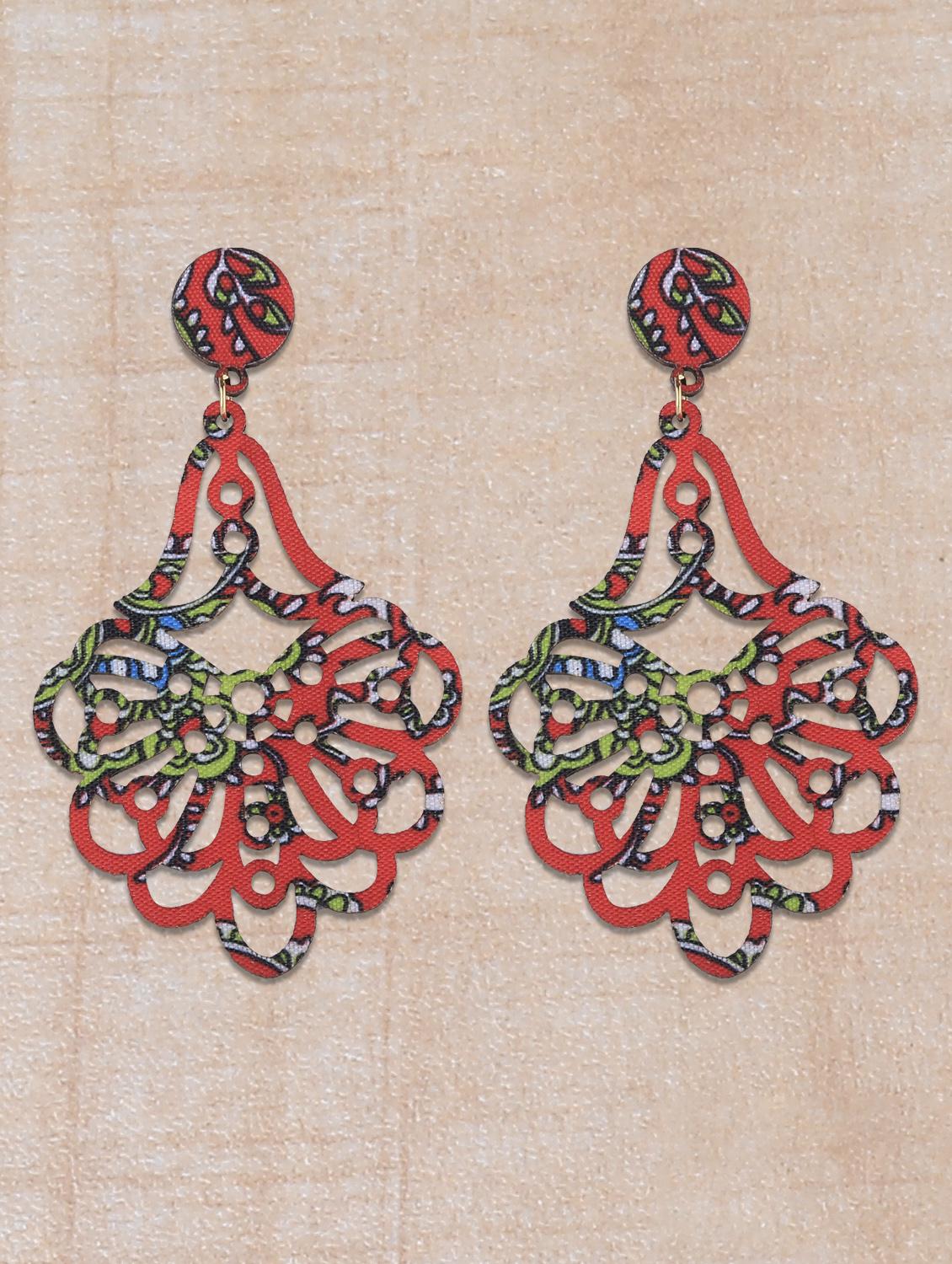 multi colored wood drop earring - 16800389 - Zoom Image - 0