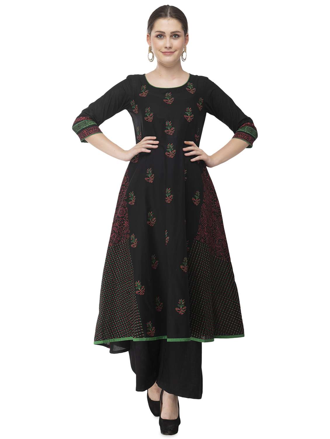 block print anarkali kurta