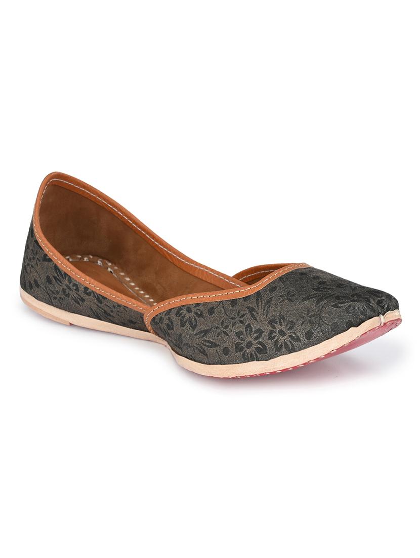 black fabric slip on jutis & mojaris - 16801601 -  Standard Image - 1