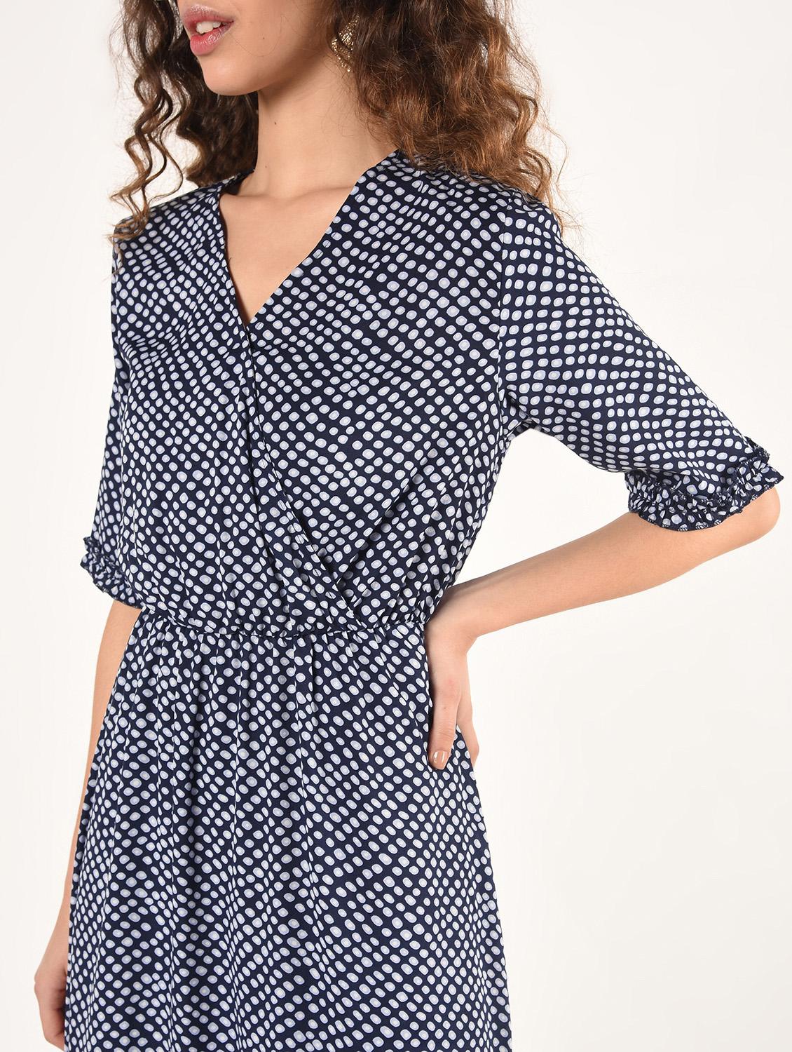 gathered hem polka dot fit & flare dress - 16802289 - Standard Image - 4