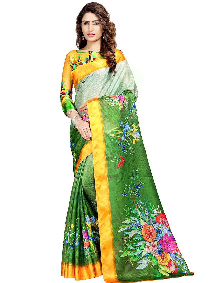 floral printed saree with blouse