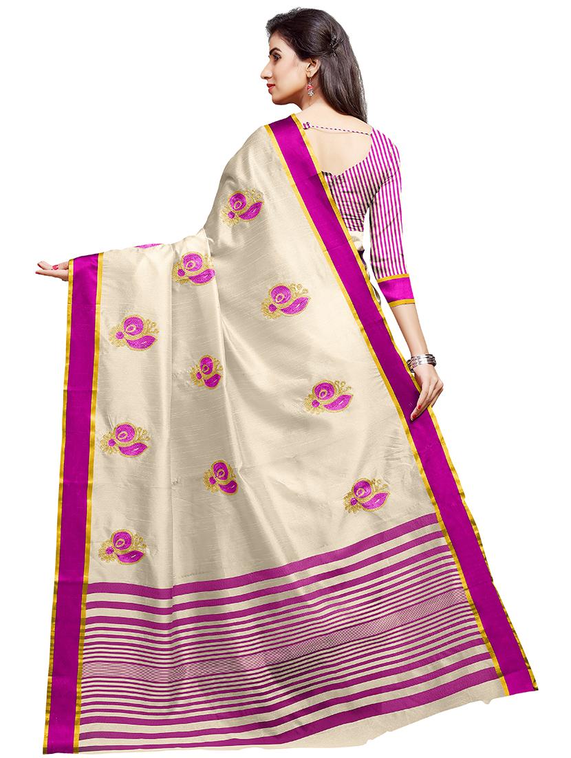 solid embroidered saree  with blouse - 16805462 -  Standard Image - 1
