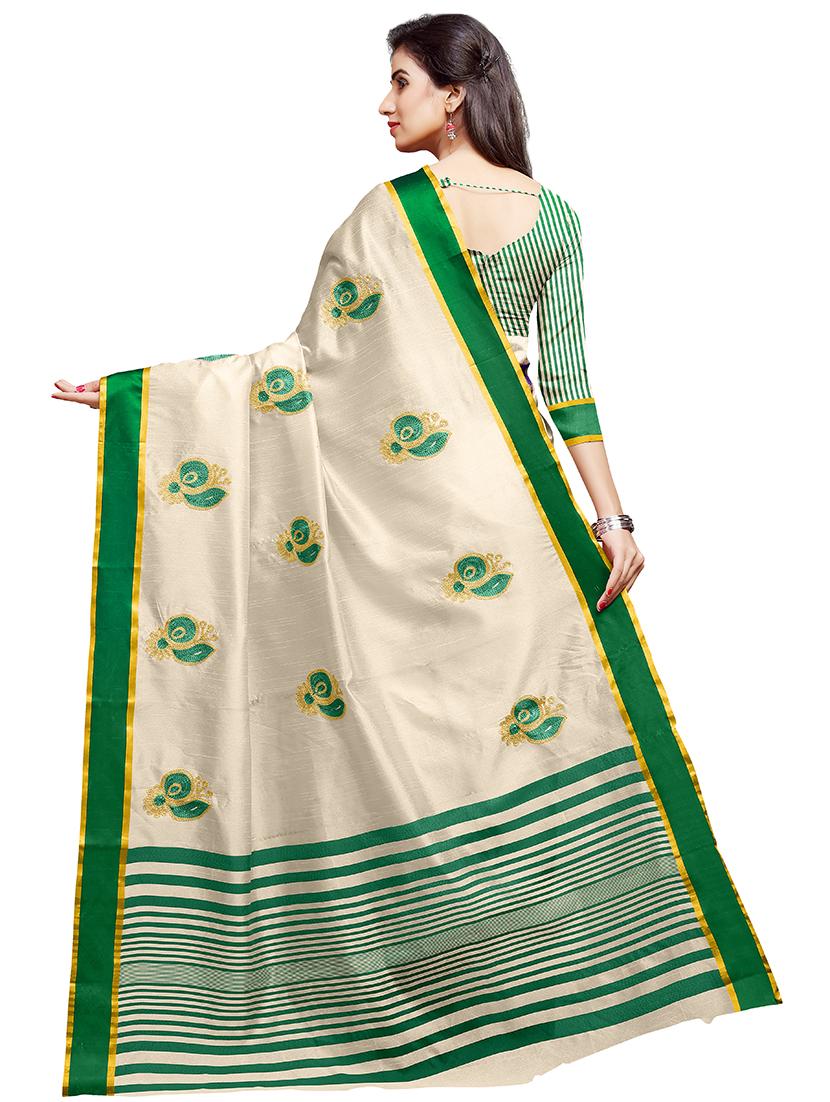 solid embroidered saree with blouse - 16805463 - Standard Image - 1