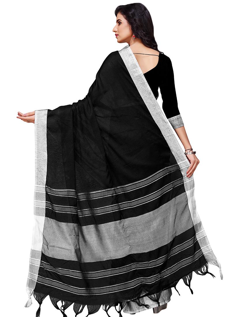 solid bordered saree with blouse - 16805469 - Standard Image - 1