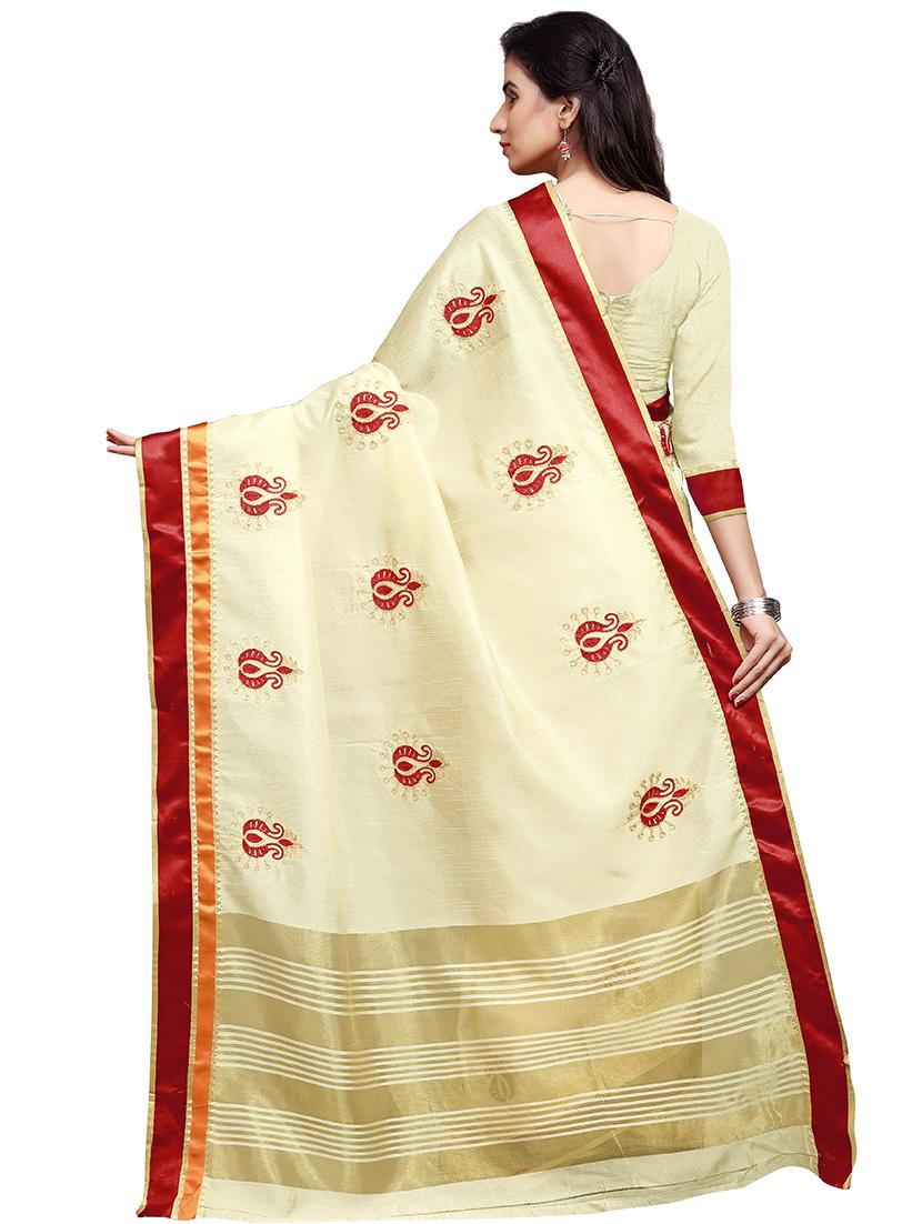 solid embroidered saree with blouse - 16805476 - Standard Image - 1