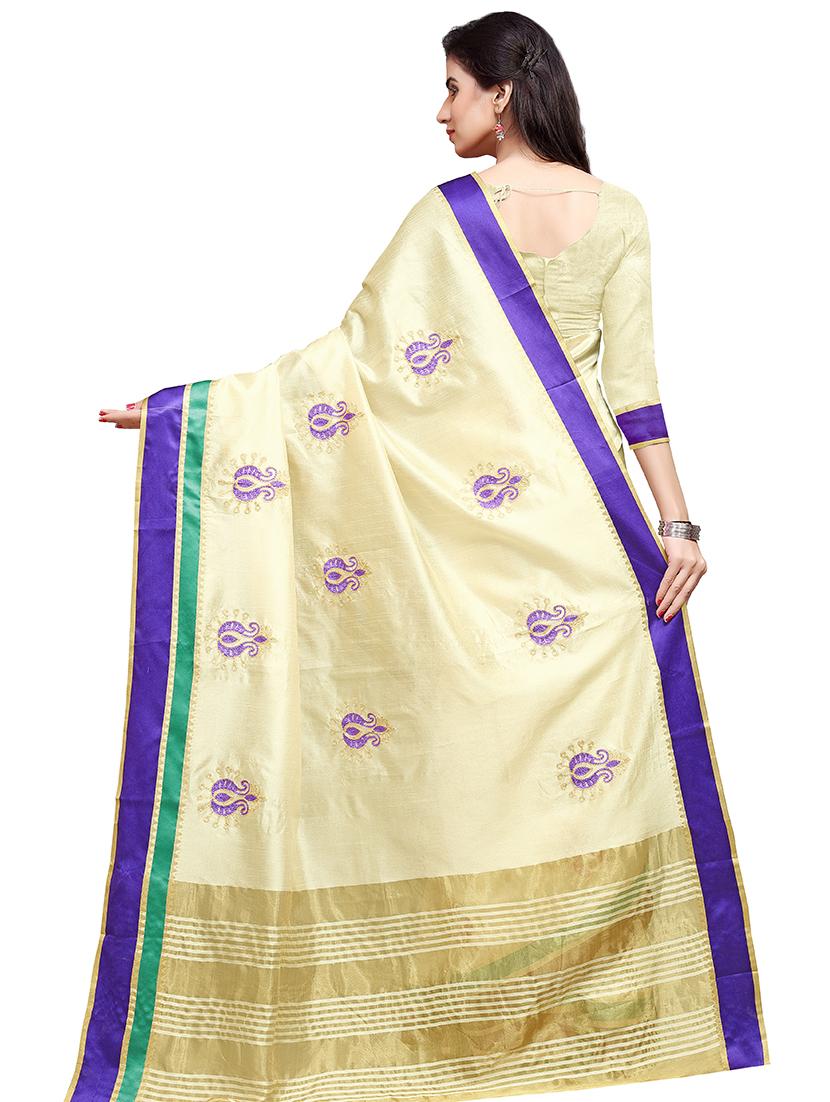 solid embroidered saree with blouse - 16805478 - Standard Image - 1
