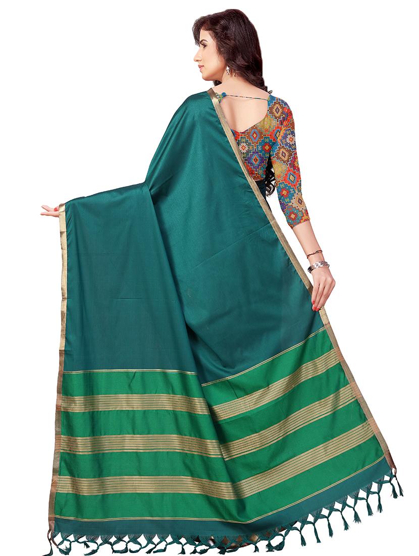 solid half & half saree with blouse - 16805485 - Standard Image - 1