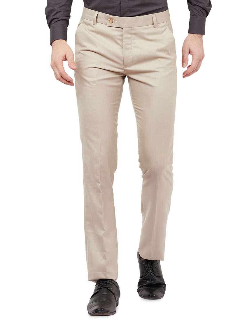 beige solid flat front formal trouser