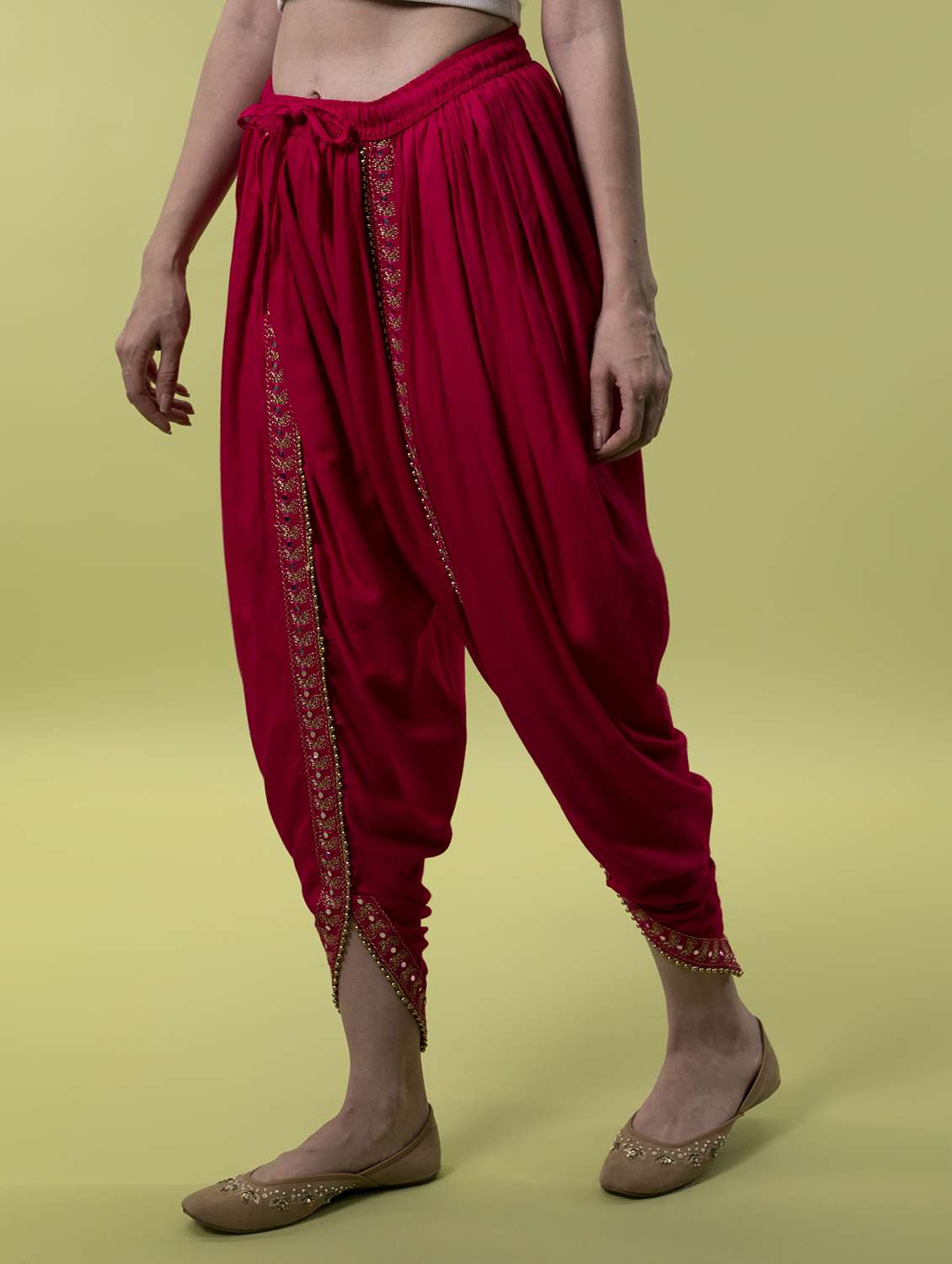 pink lace detailed dhoti salwar - 16808399 -  Standard Image - 1