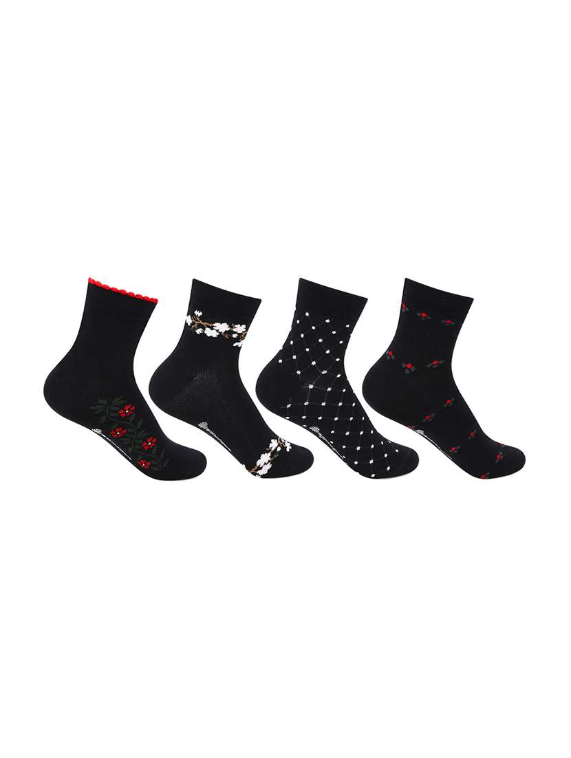 women pack of 4 printed above ankle length sock