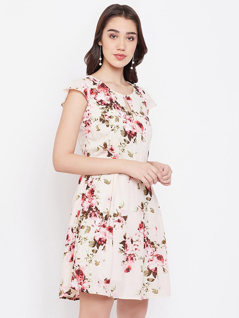 key hole neck floral skater dress - 16810007 -  Standard Image - 1