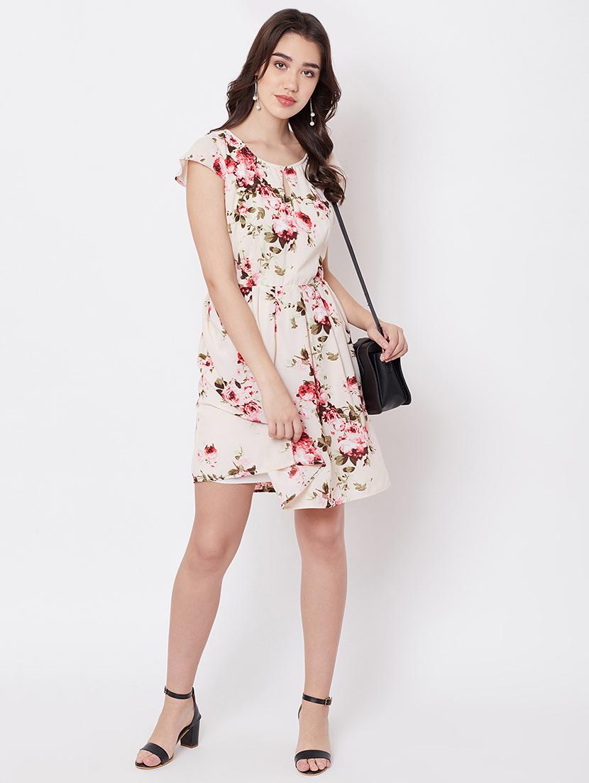 key hole neck floral skater dress - 16810007 - Standard Image - 4