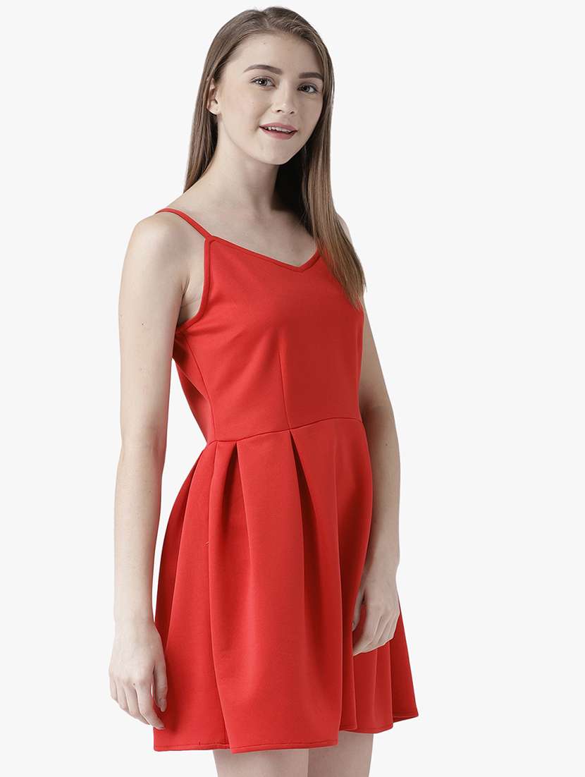 women's fit & flare solid dress